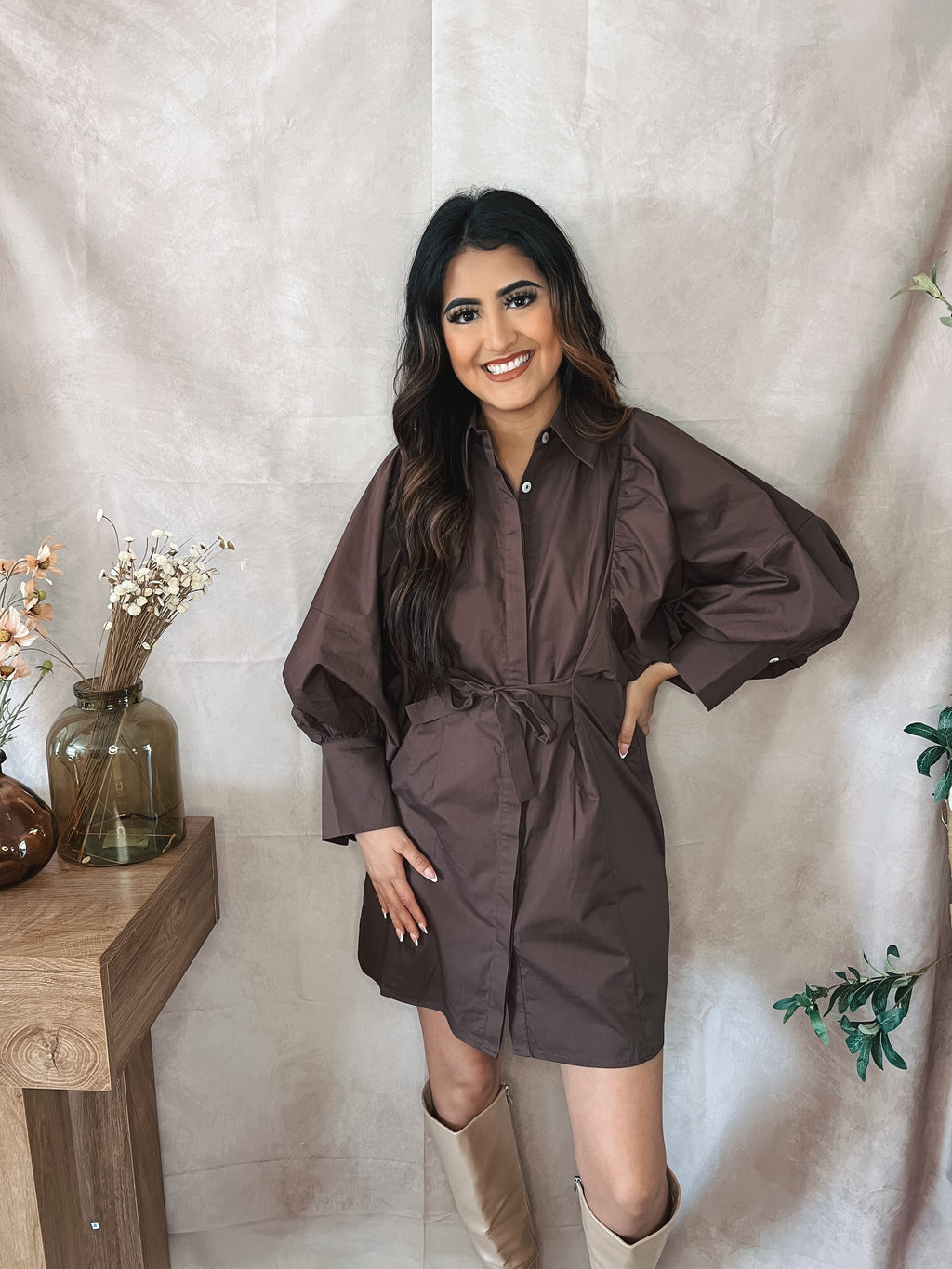 mocha mini dress Al1114 Syros Mocha Mini Dress