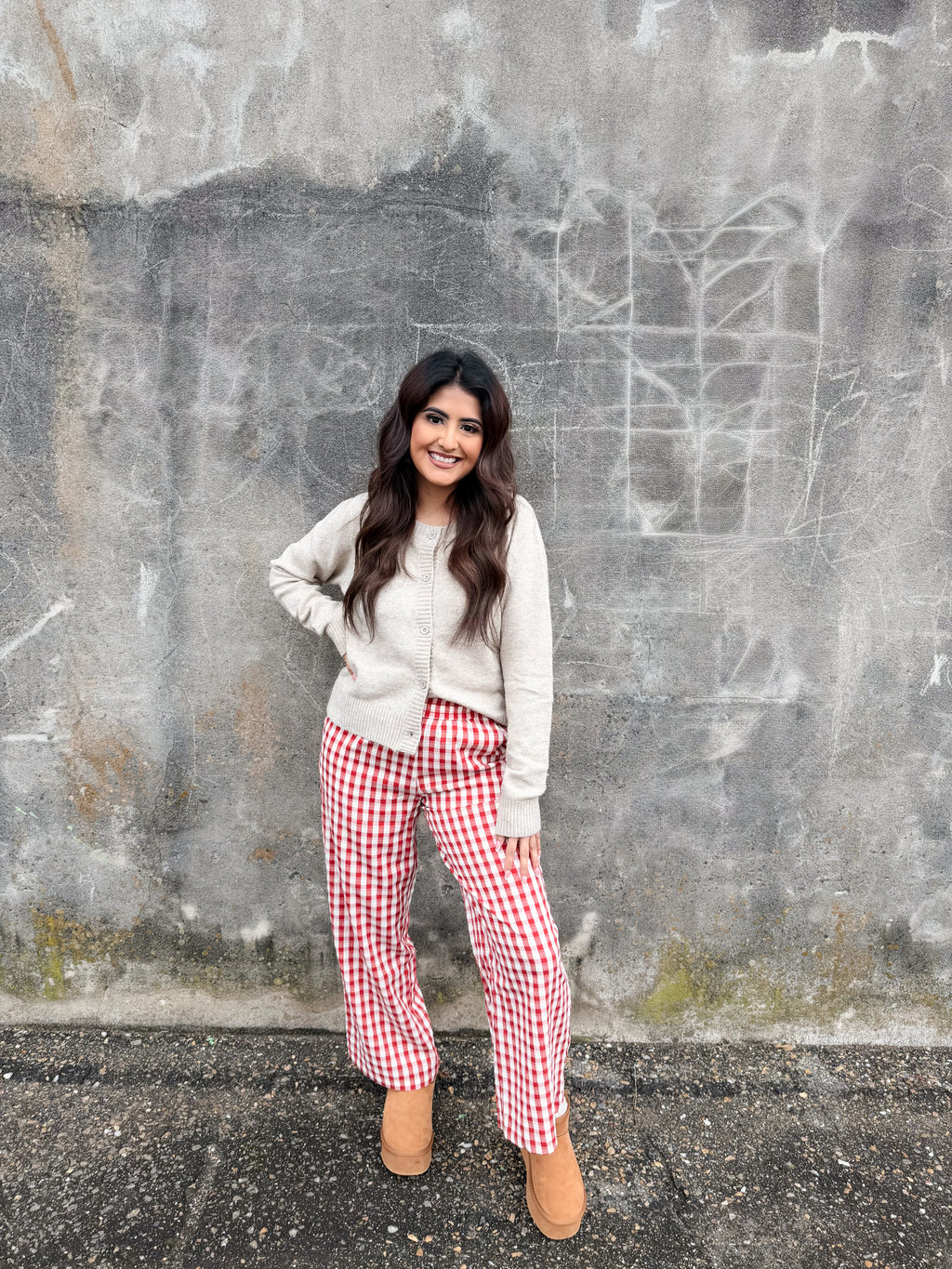 Red checkered pants
