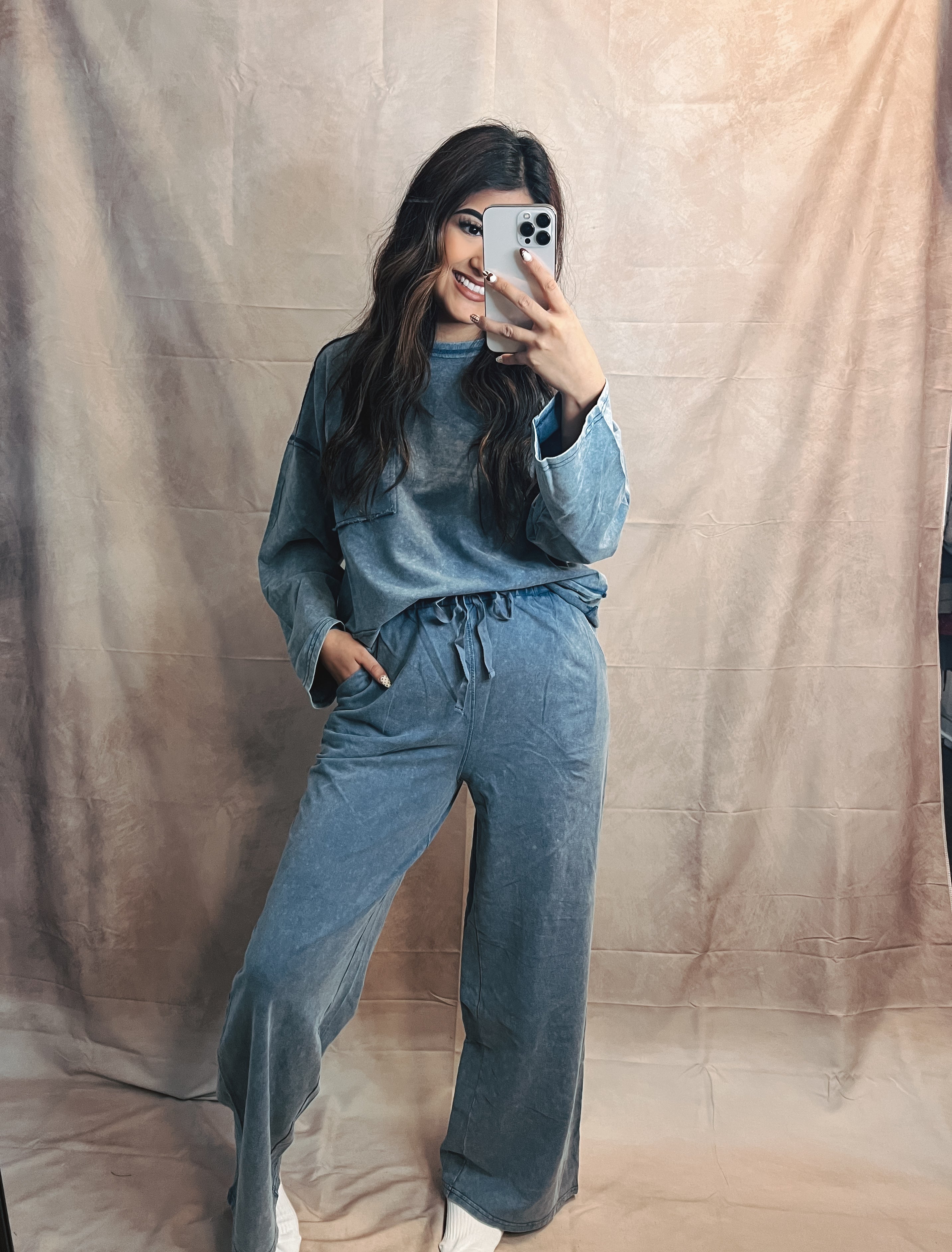 Denim two piece set (plus size)