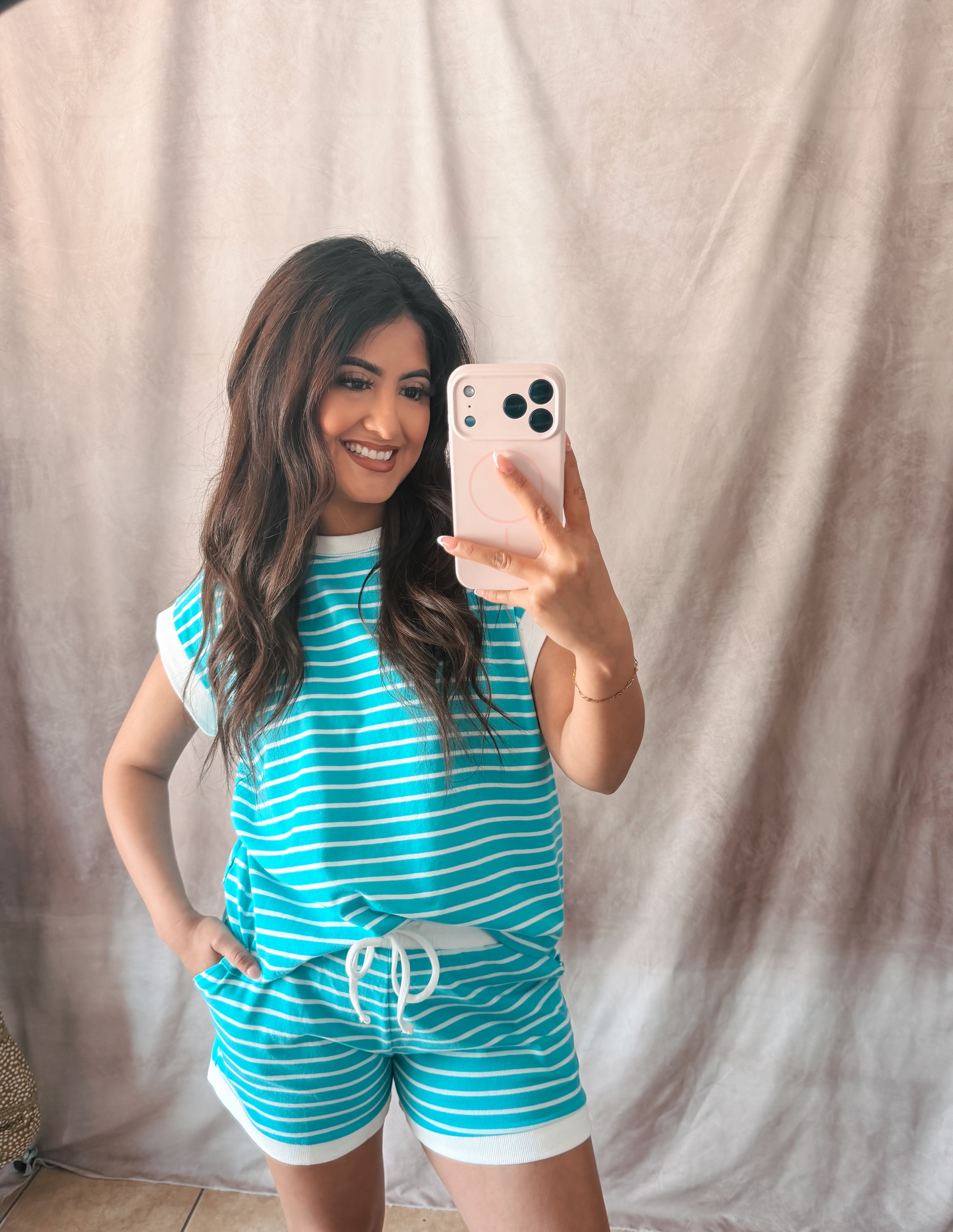 Turquoise stripe set