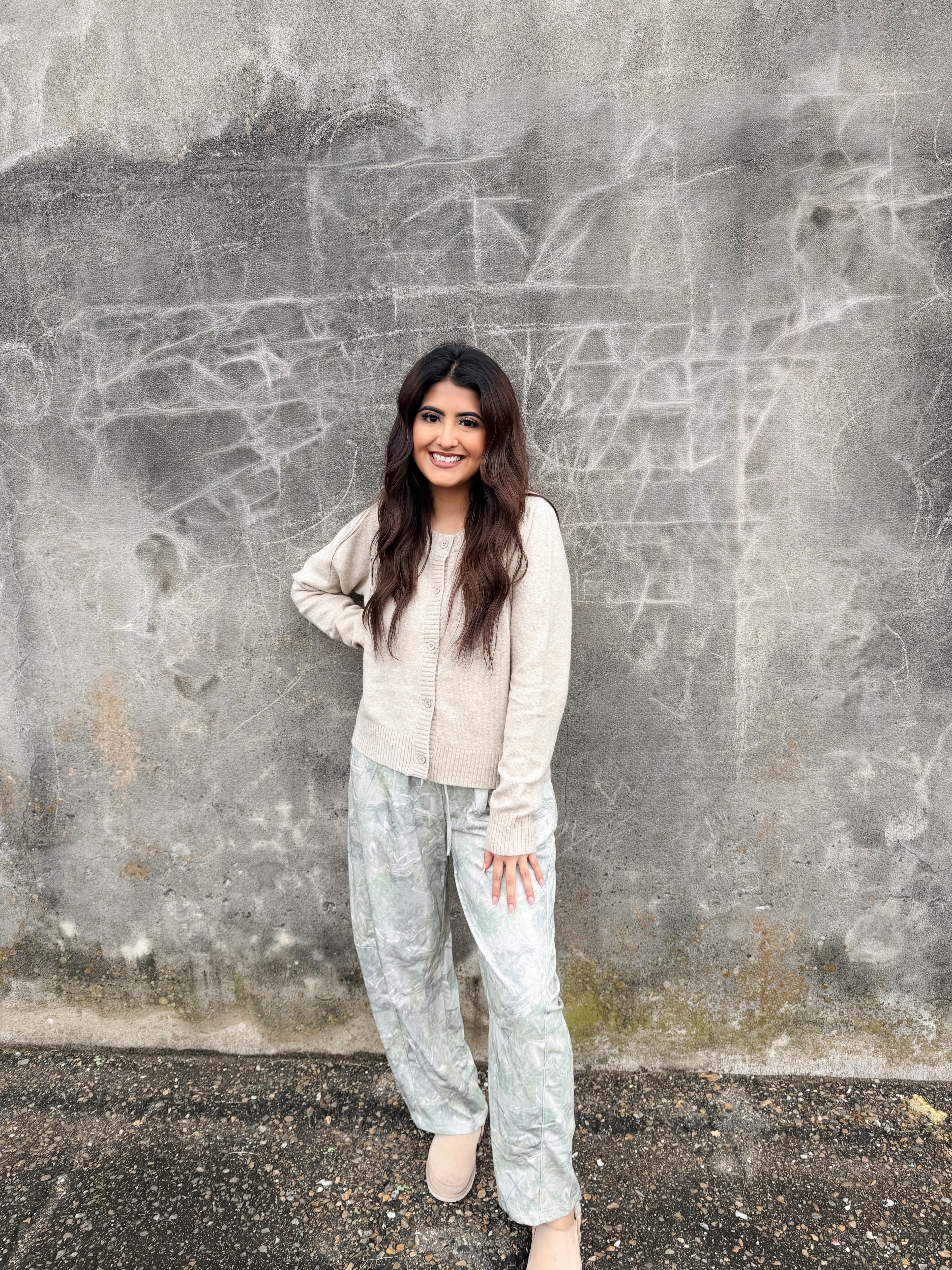 Camo print barrel pants